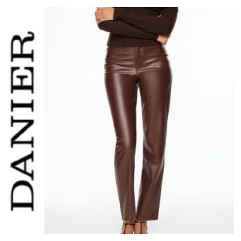 DANIER Dark Brown Bootcut Leather Pants Size Small